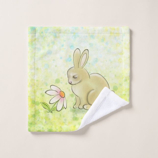 Cute Rabbit with Daisy Waschlappen (Waschlappen)