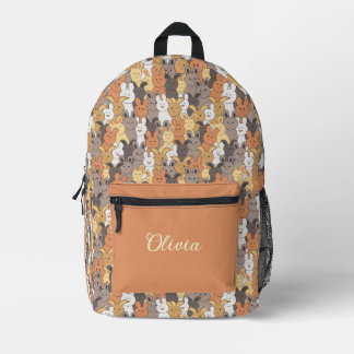 Cute Rabbits Custom Name Printed Bedruckter Rucksack