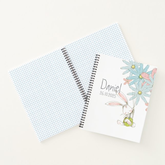 Cute rabbits with flowers notebook notizbuch (Innenseite)
