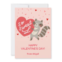 Cute Raccoon Enfants Classe Valentine Carte de not