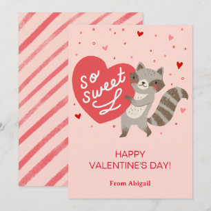 Cute Raccoon Enfants Classe Valentine Carte de not