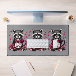 Cute Raccoon Valentine Buffalo Plaid
