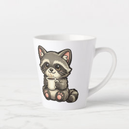 Cute Raccoon with Coffee – Cozy Kawaii Animal Milchtasse