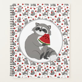 Cute raccoon with watermelon