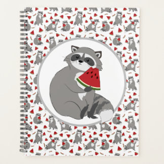 Cute raccoon with watermelon