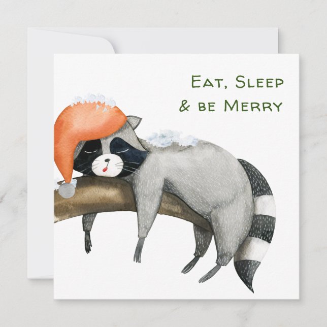 Cute Raccoons Joyeux Noël Carte de voeux (Devant)