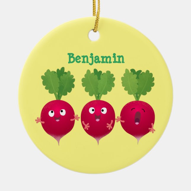 Cute radishes singing trio cartoon vegetables keramik ornament (Vorne)