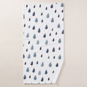 Cute rain. Watercolor seamless pattern. Indigo rai