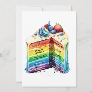 Cute Rainbow Birthday Cake Invitation