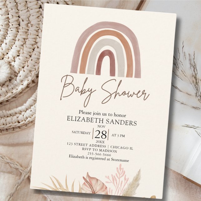Cute Rainbow Boho Baby Shower Einladung (Von Creator hochgeladen)