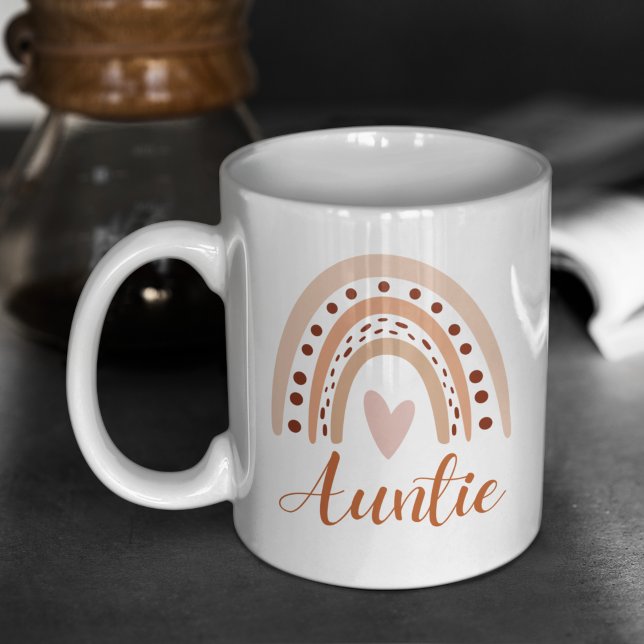 Cute Rainbow Boho Heart Auntie Cute Kaffeetasse (Von Creator hochgeladen)