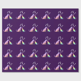 Cute Rainbow Cat and Dog Silhouette Love Purple To Geschenkpapier