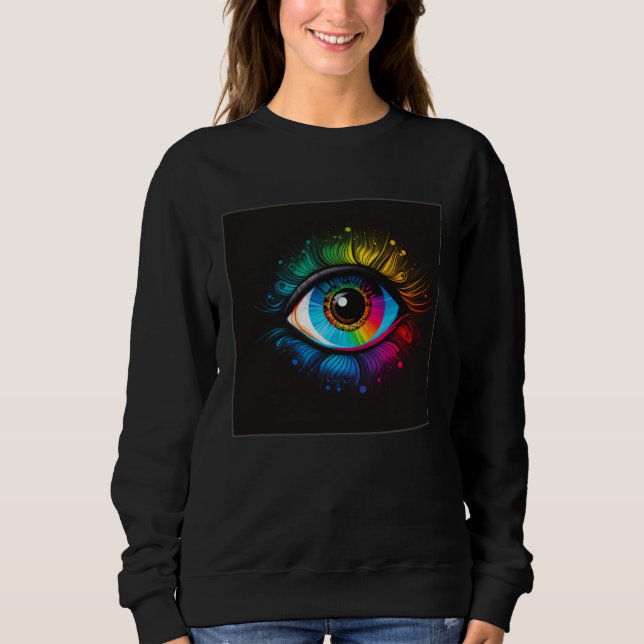 Cute Rainbow Eye Illustration Colorful Tears Uniqu Sweatshirt (Vorderseite)