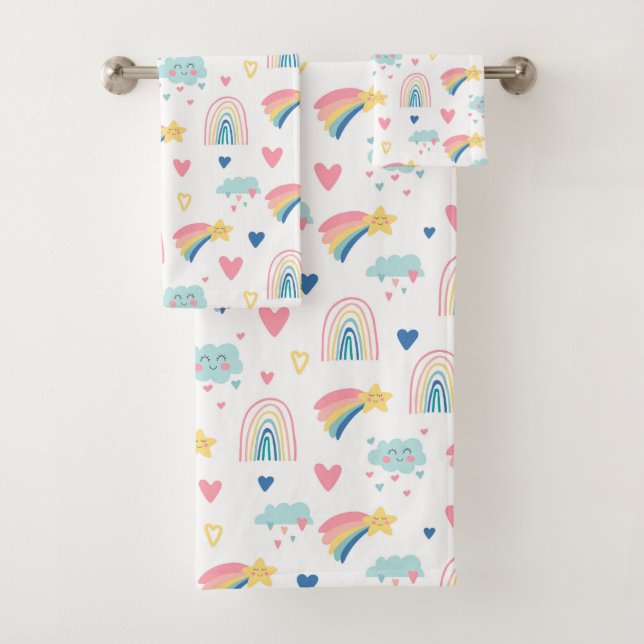 Cute Rainbow Hearts & Clouds Motif (En situation)