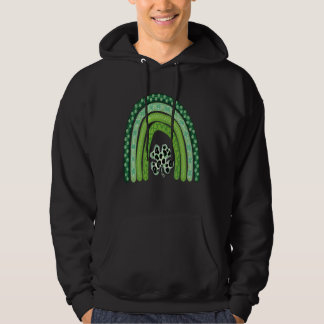 Cute Rainbow Leopard Print Shamrock Lucky St Patri Hoodie
