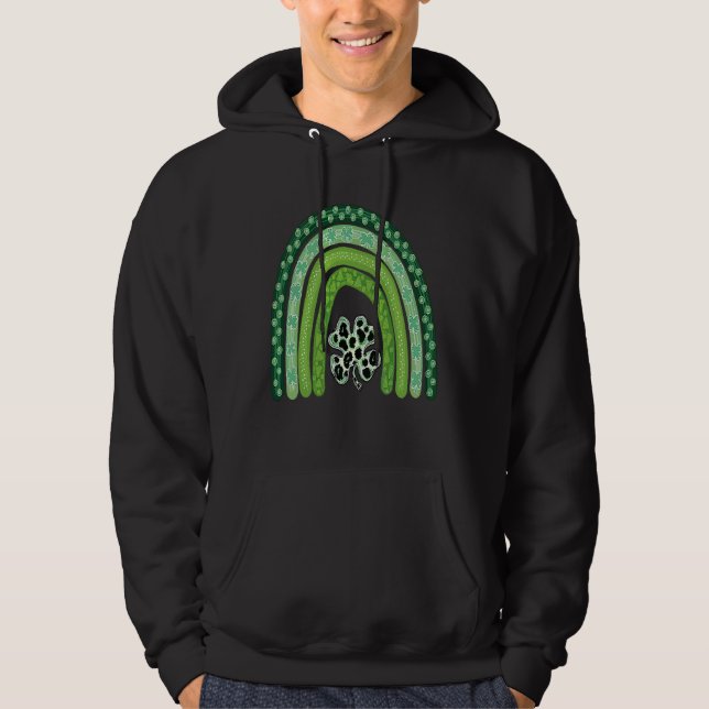 Cute Rainbow Leopard Print Shamrock Lucky St Patri Hoodie (Vorderseite)