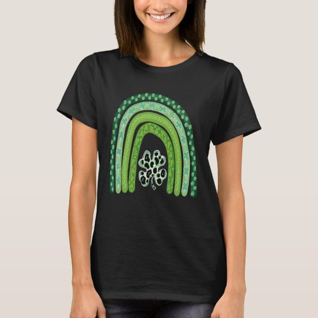 Cute Rainbow Leopard Print Shamrock Lucky St Patri T-Shirt (Vorderseite)
