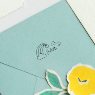 Cute Rainbow Sun Child Custom Name Self-inking Sta Permastempel