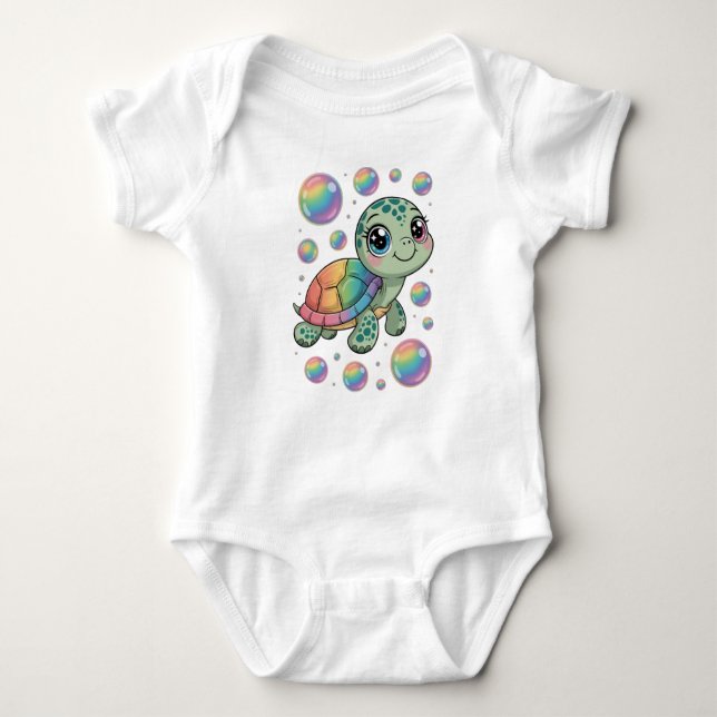 Cute Rainbow Turtle Baby Strampler (Vorderseite)