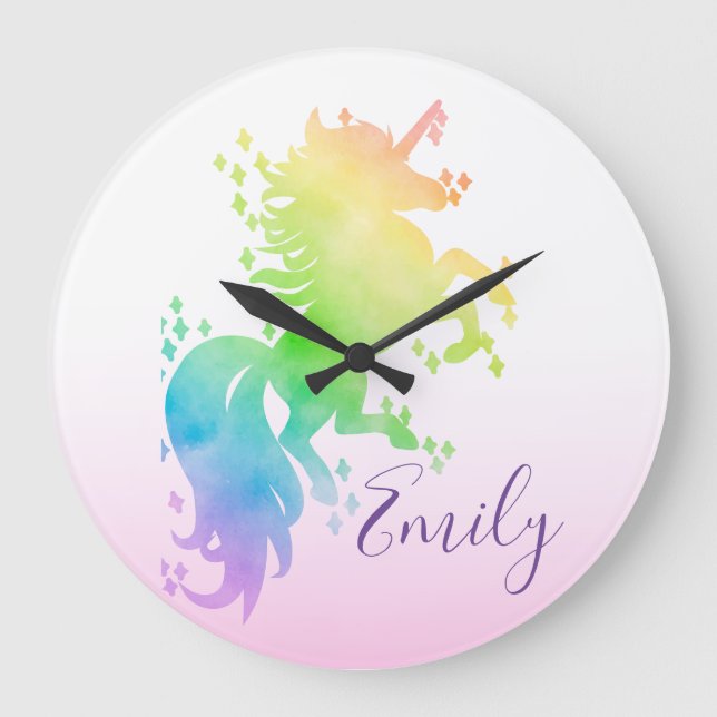Cute rainbow unicorn 🦄  große wanduhr (Vorderseite)