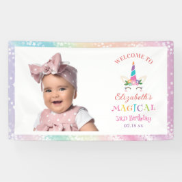 Cute Rainbow Unicorn Magical Birthday Welcome Banner