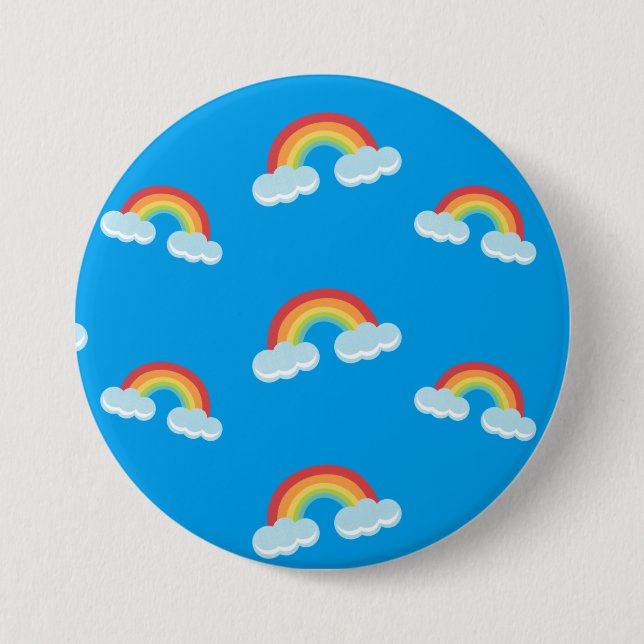 Cute Rainbow with Clouds Pattern Button (Vorderseite)