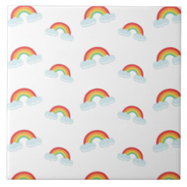 Cute Rainbow with Clouds Pattern Fliese