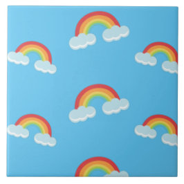 Cute Rainbow with Clouds Pattern Fliese