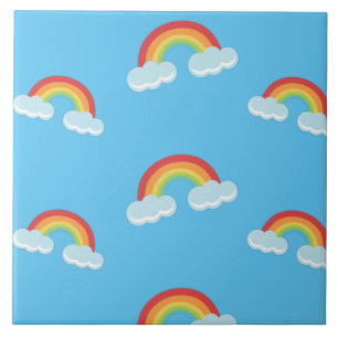 Cute Rainbow with Clouds Pattern Fliese