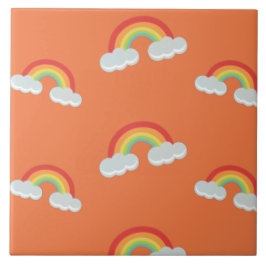 Cute Rainbow with Clouds Pattern Fliese