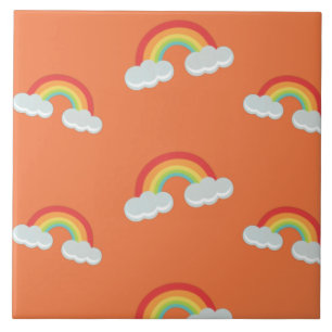 Cute Rainbow with Clouds Pattern Fliese