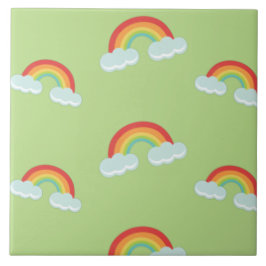 Cute Rainbow with Clouds Pattern Fliese