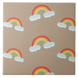 Cute Rainbow with Clouds Pattern Fliese
