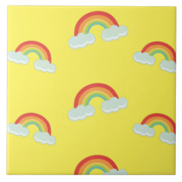 Cute Rainbow with Clouds Pattern Fliese