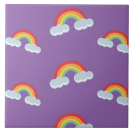 Cute Rainbow with Clouds Pattern Fliese