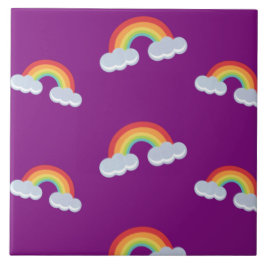 Cute Rainbow with Clouds Pattern Fliese