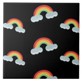 Cute Rainbow with Clouds Pattern Fliese