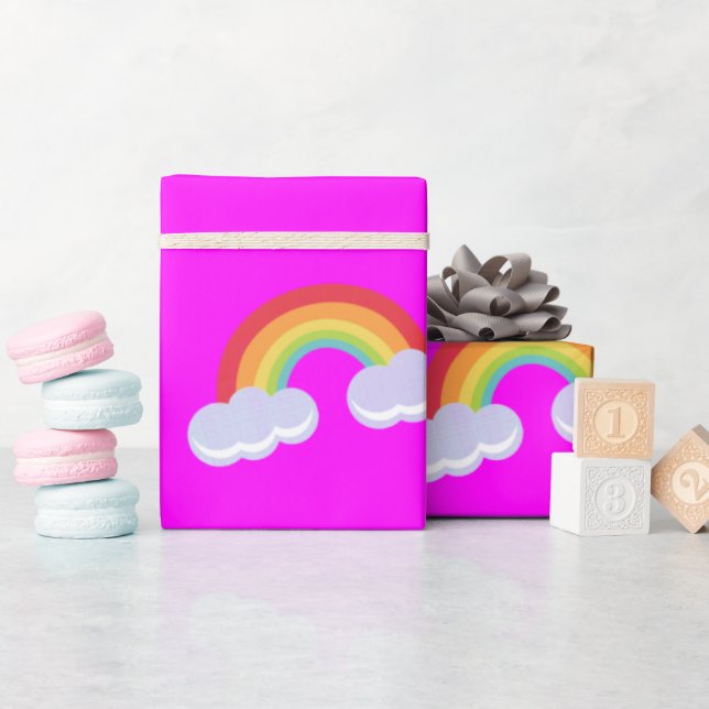 Cute Rainbow with Clouds Pattern Geschenkpapier (Babyparty)