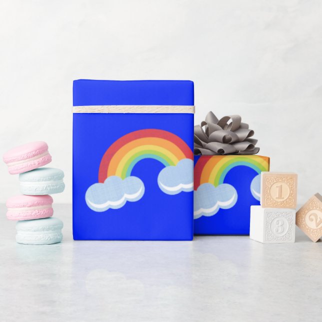 Cute Rainbow with Clouds Pattern Geschenkpapier (Babyparty)