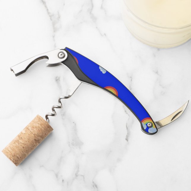 Cute Rainbow with Clouds Pattern Kellnermesser (Vorderseite)