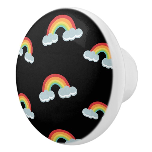 Cute Rainbow with Clouds Pattern Keramikknauf (Rechts)