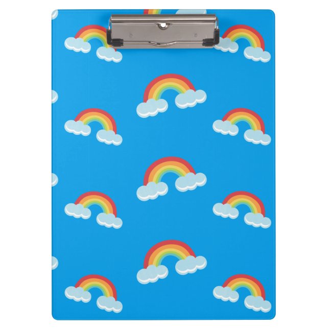 Cute Rainbow with Clouds Pattern Klemmbrett (Vorderseite)