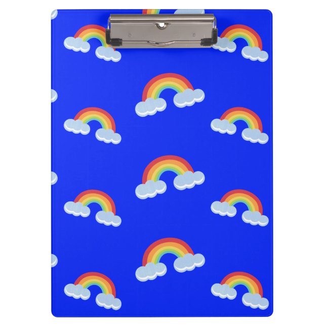 Cute Rainbow with Clouds Pattern Klemmbrett (Vorderseite)