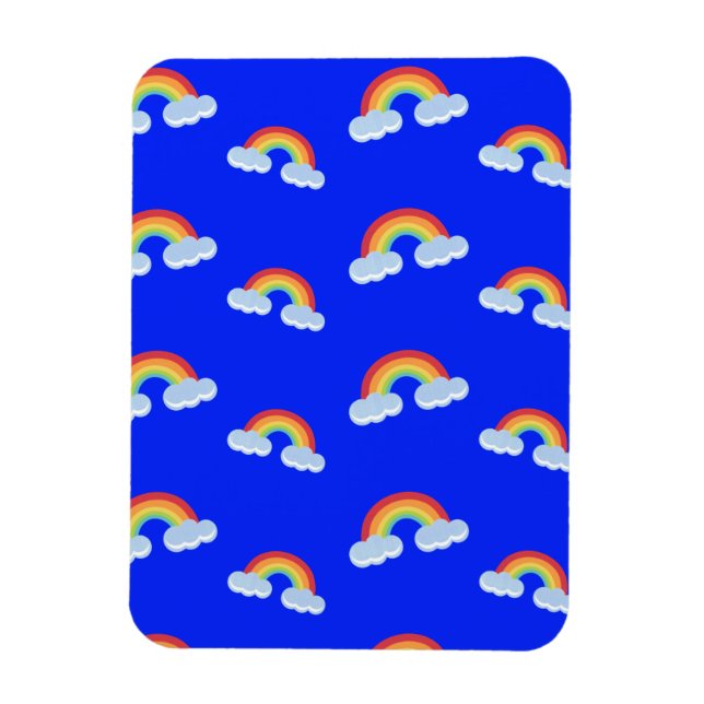 Cute Rainbow with Clouds Pattern Magnet (Vertikal)