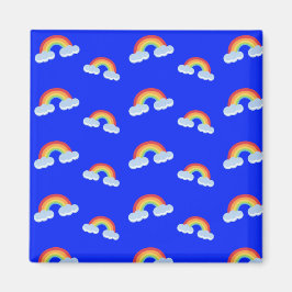 Cute Rainbow with Clouds Pattern Magnet