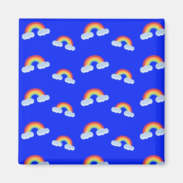 Cute Rainbow with Clouds Pattern Magnet (Vorne)