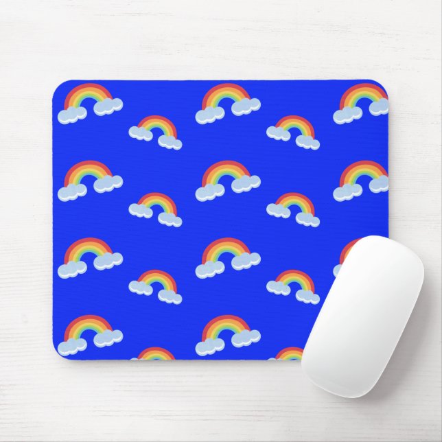 Cute Rainbow with Clouds Pattern Mousepad (Mit Mouse)