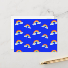Cute Rainbow with Clouds Pattern Postkarte