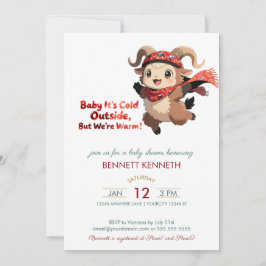 Cute Ram Winter Baby Shower Invitation Einladung