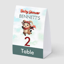 Cute Ram Winter Baby Shower Table Number Tischaufsteller